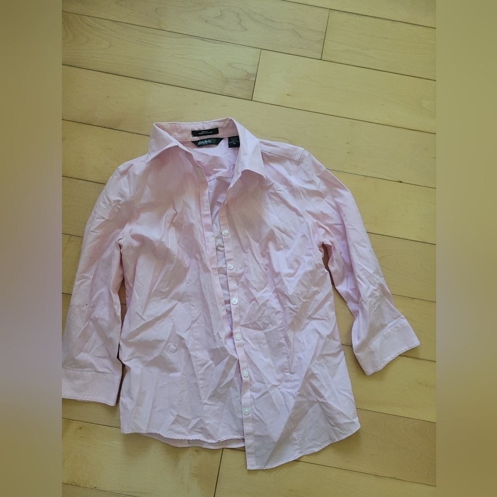 Eddie Bauer Wrinkle Resistant Stretch Button Down Shirt XS Pink - Picture 2 of 3